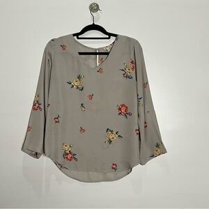 Lily White Floral Blouse in Gray